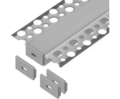 Zestaw: Rinkinys: Komplektas: aliuminio profilis LED juostoms, 2000 x 55,8 x 12,5 mm, įleidžiamas, sidabrinis, opalo spalvos dangtelis, 4 galiniai dangteliai