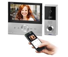 Orno CONESSI Full HD vaizdo domofono rinkinys, laisvų rankų įrangos 7" LCD monitorius, išorinė kasetė su RFID kortele ir raktų pakabuko skaitytuvu, WiFi ir valdymas per Tuya programą
