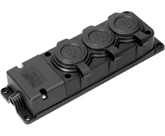 Orno Rozgałęźnik bryzgoszczelny IP44, 3 gniazda 2P+Z, 16 A, 230 V AC, gumowy, uniepalniony, standard czeski
