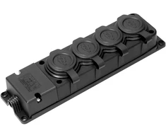 Orno Skaidrus rozgałęźnik IP44, 4 lizdai 2P+Z, 16 A, 230 V AC, guminis, nedegus, čekiškas standartas