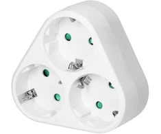 Orno Trijų lizdų Schuko tipo baltas kištukinis adapteris