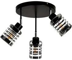 Pakabinamas šviestuvas Orno SIENA 3P E27, sieninis-lubinis šviestuvas, maks. 3x60W, juodas, apvalus cokolis, judančios lempos galvutės, įvairūs lygiai