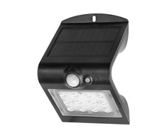 Sieninis šviestuvas Orno SILOE LED 1,5 W, saulės energija varomas šviestuvas su judesio jutikliu 120°, 190 lm, IP65, 4000 K, 1200 mAh, dvigubas šviesos šaltinis, juodas