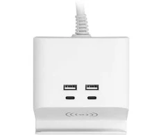 Orno Listwa Stalinis maitinimo lizdas su USB įkrovikliu, varžtiniu tvirtinimo spaustuku ir 1,4 m laidu, 2x2P+Z (Schuko), 4xUSB, baltas