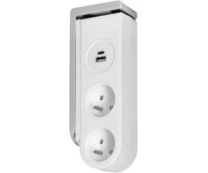 Orno Listwa Stalinis maitinimo lizdas su USB įkrovikliu ir spyruokliniu tvirtinimo spaustuku