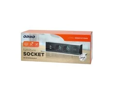 Orno Stumdomas baldų lizdas plokščiu frezuotu kraštu, USB įkroviklis ir 2m laidas, 2x2P + Z (Schuko), 2 x USB (A tipas), HDMI, 3x1,5 mm2, juoda ir sidabrinė, INOX