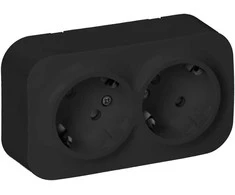 „ToDo“ dvigubas lizdas 2x2P+Z, 16A/230VAC, IP20, Schuko, juodas