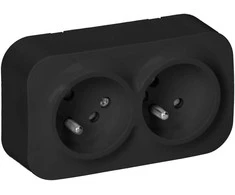 Orno „ToDo“ dvigubas lizdas 2x2P+Z, 16A/230VAC, IP20, juodas, 10 vnt.