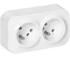 Orno „ToDo“ dvigubas lizdas 2x2P+Z, 16A/230VAC, IP20, baltas, 10 vnt.