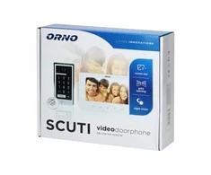 Orno Rinkinys Vaizdo domofono rinkinys, laisvų rankų įranga, spalvotas, LCD 7", domofonas, su kodavimo įrenginiu, paviršinio montavimo, baltas, SCUTI