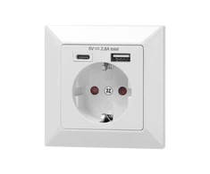 Orno Viengubas elektros lizdas 2P+Z (Schuko) su USB-A ir USB-C jungtimis