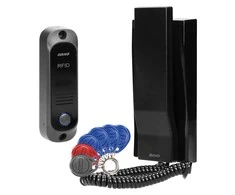 Orno Vienos šeimos durų telefonų rinkinys su domofonu ir artimųjų raktų pakabuko skaitytuvu, juodas AVIOR