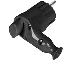 Wtyczka Uni-Schuko kampinis kištukas su išmetimo mechanizmu 16A/250V, juodas