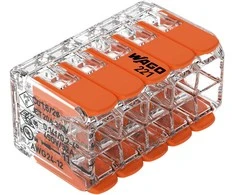Złączka „Wago“ 10 takelių jungtis, modelis: 221-420, nuo 0,20 iki 4,00 mm², 4 vnt.