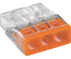 Złączka „Wago“ 3 takelių jungtis, modelis: 2273-203, nuo 0,5 iki 2,50 mm², 5 vnt.