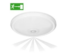 Sieninis šviestuvas Orno ZONDA LED EMERGENCY 12W / 1,2W, lubos su judesio jutikliu, 800lm / 80lm, IP20, 4000K, pieniškas polikarbonatas, baltas