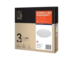 Sieninis šviestuvas Orno ZONDA LED EMERGENCY 12W / 1,2W, lubos su judesio jutikliu, 800lm / 80lm, IP20, 4000K, pieniškas polikarbonatas, baltas