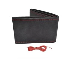Amio Perforuotas vairo užvalkalas su adata ir siūlais 38–39 cm - juoda / raudonos siūlės