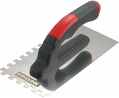 Paca Nerūdijančio plieno mentelė 270 * 130 mm, dantyta 10 * 10 plastikine rankena, atvira proline