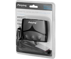 Peiying Cigarečių degiklio skirstytuvas x3 su pagrindiniu ir USB 3100 mA lizdu