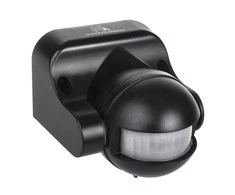 Czujnik „Maclean“ PIR judesio jutiklis, infraraudonųjų spindulių, IP44, juodas, veikimo nuotolis 12 m, maksimali apkrova 800/1200 W, MCE358 B