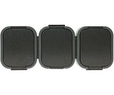 Plastrol Abex Triple kištukinis lizdas 3x2P+Z atsparus purslams su atvartu, gaminio spalva IP44, pilka/juoda B2 NT-316 (B2 GRAY/Juodas)