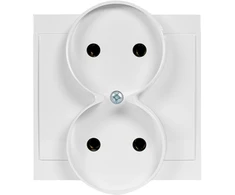 Plastrol Dvigubas lizdas su kištuku -luna- p/t 2x2p 16a, 250v rėminės sistemos, balta