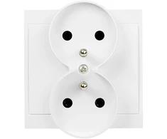 Plastrol Lizdas wtyczkowe podwójne -luna- p/t 2x2p+su 16a, 250v do systemu ramkowego, balta