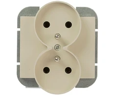 Plastrol Lizdas wtyczkowe podwójne -onyx- p/t 2x2p+su 16a ,250v do systemu ramkowego, beż