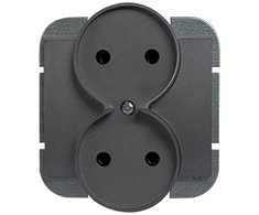 Plastrol Lizdas wtyczkowe podwójne -onyx- p/t 2x2p 16a ,250v do systemu ramkowego, antracito