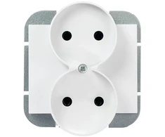 Plastrol Dvigubas kištukinis lizdas -onyx- p/t 2x2p 16A, 250V rėmelių sistemai, baltas