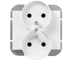 Plastrol Lizdas wtyczkowe podwójne -onyx- p/t 2x2p+su 16a ,250v do systemu ramkowego, balta