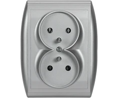 Plastrol Lizdas įmontuojamas dvigubas 2x2p+su, 16A, 250V komplektas