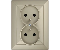 Plastrol Dvigubas įleidžiamas lizdas su įžeminimu, 2x2p+uz, 16A, 250V