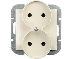 Plastrol Lizdas wtyczkowe podwójne -perła- p/t 2x2p 16a, 250v do systemu ramkowego, smėlio spalva