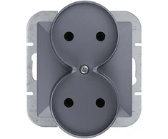 Plastrol Lizdas wtyczkowe podwójne -perła- p/t 2x2p 16a, 250v do systemu ramkowego, antracito