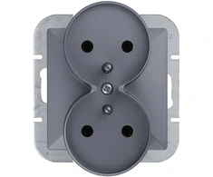 Plastrol Lizdas wtyczkowe podwójne -perła- p/t 2x2p+su 16a, 250v do systemu ramkowego, antracito