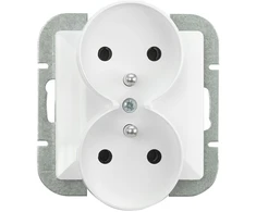 Plastrol Dvigubas kištukinis lizdas -perlas- p/t 2x2p+su 16a, 250v rėmelių sistemai, baltas