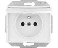 Plastrol Lizdas wtyczkowe pojedyncze p/t, 2p+su, 16a, 250v, bryzgoodporne su klapką (moduł)