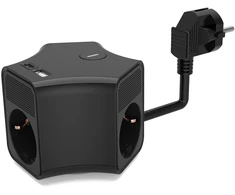 Plastrol Przedłużacz 3-gniazdowy schuko su włącznikiem i gniazdami usb-a i usb-c