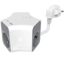 Plastrol Przedłużacz stały 3x su włącznikiem oraz gniazdami USB A USB C 2m PS-370WS/K+USBA+USBC/2 E W-30019