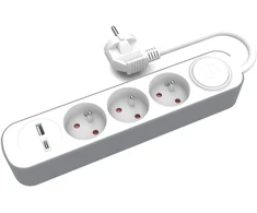 Plastrol 3-jų lizdų ilgintuvas su jungikliu ir USB-A bei USB-C lizdais