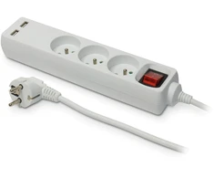 Plastrol Przedłużacz stały su trzykrotnym gniazdem wtyczkowym i usb
