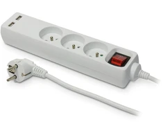 Plastrol Przedłużacz stały su trzykrotnym gniazdem wtyczkowym i usb