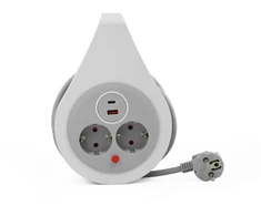 Plastrol Przedłużacz zwijany 10m 3×1,5mm2, 16a, su zabezpieczeniem termicznym, 2xgniazdo wtyczkowe, 1xusb-c, 1xusb-a, schuko