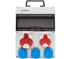 Plastrol Rozdzielnica cas 32a 16a 3×230 ip54 rozdzielnica budowlana bez zabezpieczeń, ip 54, 1x32a-400v/1x16a-400v/3x16a-230v