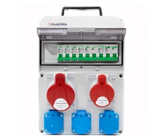 Plastrol Rozdzielnica cas-s 32a 16a 3×230 ip54 rozdzielnica budowlana su zabezpieczeniem nadprądowym, ip 54, 1x32a-400v/1x16a-400v/3x16a-230v