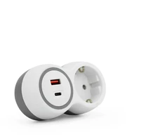 Plastrol Rozgałęźnik jednokrotny, 1x gniazda wtyczkowe su uziemieniem schuko, 1xgniazdo usb a, 1xgniazdo usb c