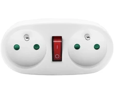 Plastrol Rozgałęźnik podwójny su wyłącznikiem, 2x2p+su, 16a, 230v; balta