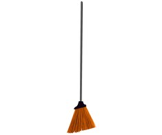 Szczotka Plastikinis buitinis šepetys su trimis metaliniais vamzdeliais, 120 cm, oranžinis.